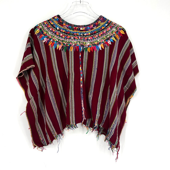 Vtg Handmade Huipil Top Womens One Size Colorful Embroidered Poncho Floral - Picture 2 of 8